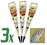 GOLECHA White G.E.L Co. n.e.s/Henna Tattoo Body Art & Face Paint JX c.o.n.e.s Plus Gold & Silver Glitter c.o.n.e.s Pack of 4 + 1 + 1 + 1 FREE NO CHEMICALS/PPD's with Herbal Magic's Henna Based Hair Colour