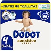 Dodot Sensitive Size 4, 96 Nappies for Baby, 9 kg-15 kg, Up to 12 h of Anti-Leak Protection and Skin Protection