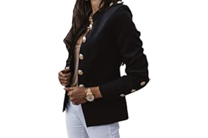 Onsoyours Mujer Blazers Abrigo Elegante Botón En La Parte Delantera Abrigo Largos Ajustados Chaquetas Traje Oficina Negocios Cuello Alto Ocio Blazer