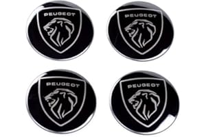 FURLOU 4 Pièces Voiture Cache Moyeux pour Peugeot All Models 60 mm,Capuchons Centre Roue Moyeu Enjoliveur Prévention Liquides Jantes Enjoliveurs Accessoires