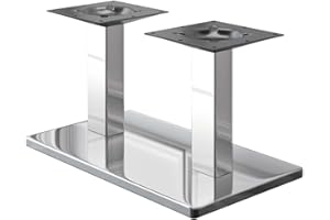 ‎GGMMÖBEL GGMMÖBEL Madrid | Doppel Tischgestell für Couchtisch | Tischbeine | Edelstahl | Tischfüße | Bodenplatte: 40 x 70 cm | Säule: 6 cm | Gesamthöhe: 36 cm