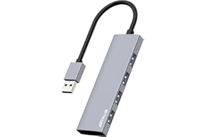ANYPLUS USB Hub, 4 Puertos-Multicargador USB 3.0 Adaptador, Ultrathin Aluminium Alloy Ladron USB Extensor para PC, Ps5, Macbook, iMac, Surface Pro, Mac Pro, Memoria Flash, XPS（Gris）