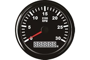 ELING Tachymètre Étanche Tachymètre Compteur RPM Jauge Avec Compteur D'heures 0-3000RPM 85mm 9-32V Avec Rétro-Éclairage