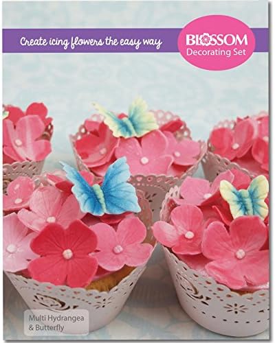 Multi Hydrangea &amp; Butterfly Cake Decorating Set - Silicone Veining Moulds &amp; Cutters