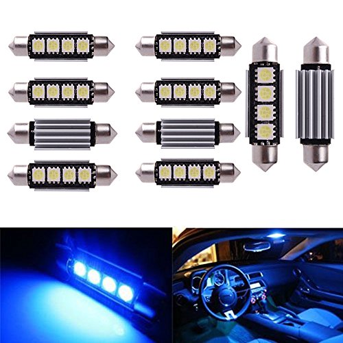 Inlink 10pcs Blue Error Free Festoon canbus 4SMD 5050 42mm LED Car led License Plate Light Festoon led Bulb festoon dome lamp DC 12V