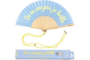 Fisura - Éventail original avec message Eventail en bois moderne et amusant. Dimensions : 42,5 x 23. Matériau : bois et textile.