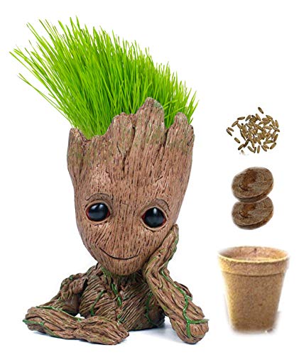 Preisvergleich Produktbild Set pflanzen : Lass Baby Groots Haare wachsen / Ökologisches Lernspiel mit Blumentopfpflanze und Cartoon Figur / Kinder Geschenkidee / Mädchen Junge / Geburtstag / Weihnachten / Fertiges Aufzuchtsset
