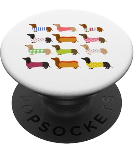 PopSockets PopGrip Dackel Design – Ausziehbarer Handy-Griff Mit Wechselbarem Top, Rosa/weiß, Für Tierliebhaber