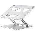 Aoviho Laptop Stand, Tablet Holder, PC Stand, Foldable, Ergonomic, Stepless Height & Angle Adjustment, Improves Posture, Relieves Back Pain, Stoops, and Stiff Shoulders, Non-Slip, Work from Home, Desk, Space Saving, Aluminum, Lightweight, ZOOM Meetings, Macbook Air, Macbook Pro, iPad, Laptops and Tablets up to 15.6 Inches, Silver, Silver