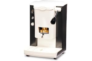 Faber Machines à café | Petit modèle à fente | Machine à café à dosettes de 44 mm | Plastique noir blanc | Presse en laiton