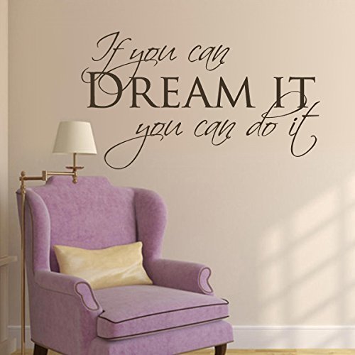 Inspirational Wall Decal Words If You Can Dream It You Can Do it Living Room Wall Sticker Quote Vinyl Wall Decal Family Wallpaper (Small,Black) by WallsUp