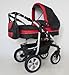 2 in 1 Travel System All in One Set CORAL - incl. Pram and Sport Buggy - 3. Black-Red