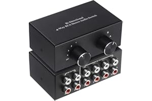 RATSTONE Audio Umschalter, Audio Switch,Audio Umschalter Klinke,R/L Stereo-Umschalter Links/Rechts-Kanal Audio-Umschalter 4 in 2 Out/2 in 4 Out bi-direktionaler RCA-Verstärker für Phono-Kopfhörer Lautsprecher