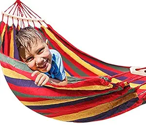 CALIST Striped Foldable Hammock Camping Hammock Portable Beach Swing Bed Tree Hanging Outdoor Indoor Bed Hammock Hanging Bed