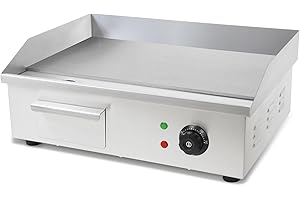 ‎VERTES VERTES Grillplatte Bratplatte Plancha Grill Elektrisch 3000W aus Edelstahl Grillfläche Flach 55x35cm, Thermostat, Temperatur 50-300°C, Spritz & Wärmeschutz, Auffangbehälter, Anti Rutsch Gummifüße