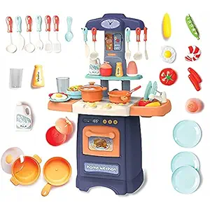 Kids 36-Piece Kitchen Playset, with Realistic Lights & Sounds, Play Sink with Running Water,Dessert Shelf Toy & Kitchen Accessories Set for 3 Year Old Girls (29 Piece Kitchen Set)