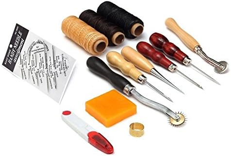 Eleoption 13 Pcs Sewing Tools Leather DIY Set DIY Tools Craft Sewing Leather Couture Work Sculpture Punch Handmade Leather Stitching Leather Goods Creative Leisure
