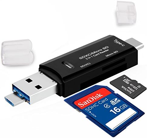 SD/TF Micro Card Reader,USB 3.0 3-in-1 Flash Memory Card Reader for TF Micro, SDXC, SDHC, SD,Micro SD, USB Type C Micro USB OTG to USB 3.0 Adapter for PCs and Notebooks /Tablets with OTG Function