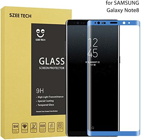 Samsung Galaxy Note 8 Screen Protector [3D Glass],SZEETECH Full Coverage Perfect Fit [2.5D Curved Edge, Ultra HD Clear, Anti-Scratch, Bubble Free] Premium Tempered Glass Screen Film(Blue)