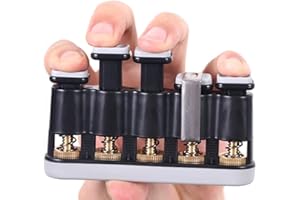 Alnicov Fortalecedor de dedos, ejercicio de guitarra para principiantes, entrenador de fuerza de agarre de mano para guitarra, piano, entrenamiento de dedos con gatillo (gris)