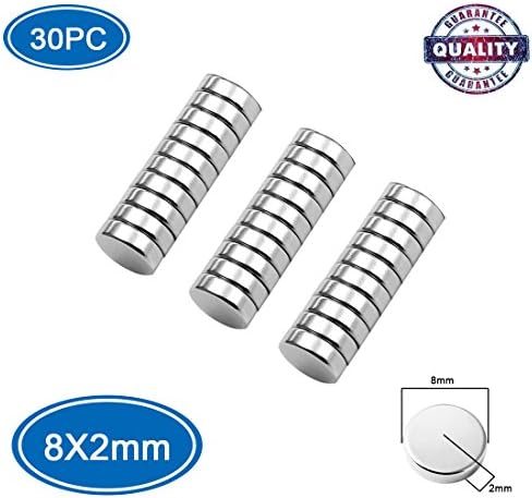 Neodymium Magnets,MEAMOR 30pcs 8MM x 2MM N45 Multi-Use Magnets, DYI, Fridge, Home &amp; Office, Whiteboard, Crafts, School Classroom Magnets (30pcs 8MM x2MM)