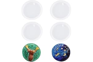 Liitata Molde redondo de silicona para llavero de círculo, moldes de resina epoxi, colgantes de moldes de fundición con agujero para decoración de manualidades, 4 piezas