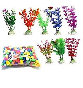 Aquarium Multicolour Stone Colorful Rainbow Pebble Stone Aquarium 8 Plant