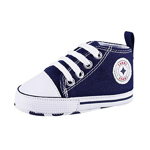 Itaar Babyschuhe Krabbelschuhe Turnschuhe aus Segeltuch mit weicher und rutschfester Sohle für Babys und Kinder 3-18 Monate