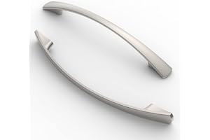 FURNIWARE maniglie per mobili da 10 pezzi, distanza tra i fori 128 mm, maniglie per armadi, maniglie per cucina, maniglie, maniglie per cassetti per mobili,Nichel spazzolato