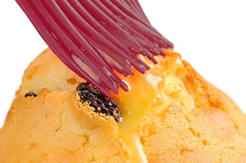 DiningZone Premium Silikon Backpinsel 2er Set – großer flacher und kleiner runder Grillpinsel, BBQ-Pinsel, Silikonpinsel (rot) - 4