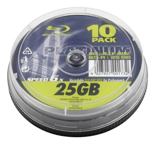 Platinum 25 GB BD-R Blu-ray-Rohlinge (6x Speed) in 10er Spindel