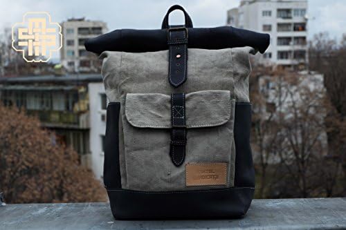 Canvas Roll Top Backpack School Backpack Weekender Bag Leather Backpack Custom Backpack Man Gift
