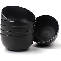 BELLE VOUS Lot De 4 Petits Bols Plastique Noir 1L Réutilisables – Incassables, Sans BPA, Micro-ondes & Lave-vaisselle, Idéal Céréales, Soupe, Salade