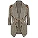 Produktbild Kavitoz Damen Lightweight Asymmetrisch Offene Mantel Strickjacke Cardigan Strickmantel mit Tasche (M, Khaki)