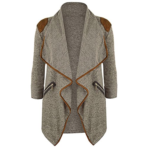 Preisvergleich Produktbild Kavitoz Damen Lightweight Asymmetrisch Offene Mantel Strickjacke Cardigan Strickmantel mit Tasche (M, Khaki)