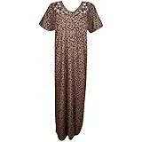 Indiatrendzs Women Nighty Cotton Blend Paisley Printed Embroidered Neckline Summer Nightwear With Open Zip (Chest 46)