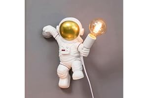 FREEUP Moderna lampada da parete con spina e cavo, lampada da parete per bambini per bambini e bambine, luce notturna astronauta E27, bianco