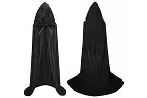 GENERIC Halloween Hooded Cape Witch Cosplay Accessories Adult/Kids Halloween Fancy Dress Costume, Adult cape, Cloak for Halloween Party Fancy Dress, Masquerade, Family Party (Black)