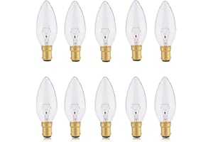 B15 Candle Bulb 2̣5̣Ẉ, 10 Pack SBC Dimmable Small Bayonet Light Bulbs Soft Warm White 2700K, 260 Lumens, by Fancibuy