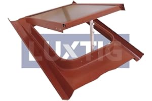 Lucernario Vetro Retinato - Modello 45X60 cm- Telaio in Acciaio - Apertura Vasistas - Luxtig (Coppo Francese, Rosso Mattone)