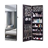 mueble joyero con espejo cafe ★ Respetuoso con el medio ambiente ★: El material exterior es la madera TOP 1 de la norma P2 (E0 Stand), la tela interior es degradable. Sin laca: sólo un poco de pegamento de vidrio para pegar el vidrio, que puede tener un poco de olor. Por favor, maquillar las joyas de maquillaje por 2 días. Soporte de la puerta magnética: si es difícil abrirlo primero, intente por la fuerza.