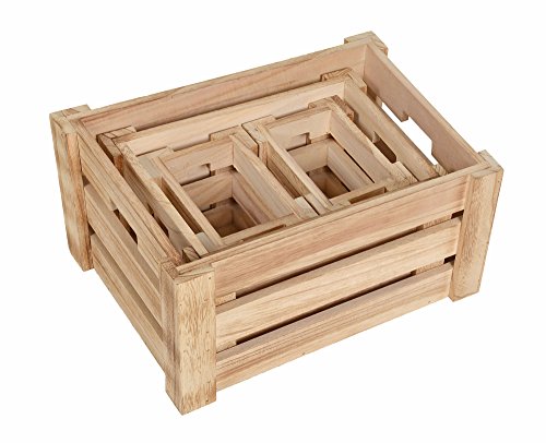 ts-ideen 4er Set Kisten Holztruhe Obstkiste Landhaus Stil Weinkiste Box Aufbewahrung Holzkiste natur Kinder Zimmer - 3