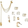 Yellow Chimes Studs Gold Plated Earrings Set for Women, Gold/White