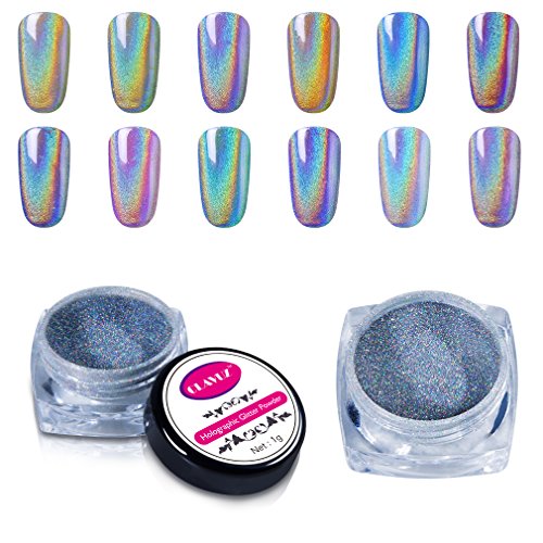 CLAVUZ 1g/Box Laser Holographic Nail Powder Rainbow Chrome Nail Powder Manicure Pigment Nail Art Tools