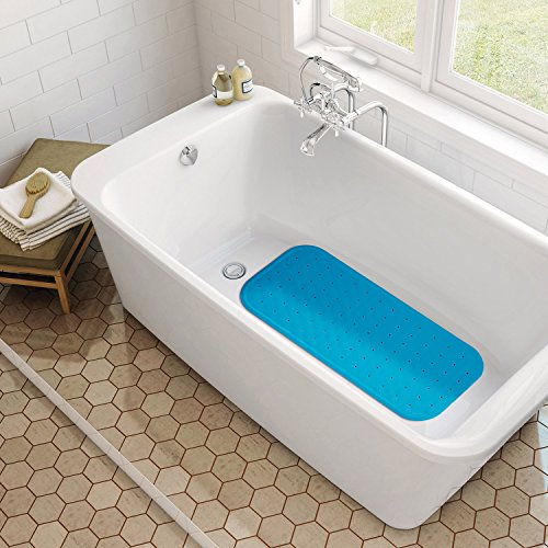 Keten Rutschfeste Badematte für Badewanne und Dusche, Naturkautschuk, 76 x 34 cm, passt zu allen Badewannengrößen, Antibakterielle luxuriöse Duschmatte für Duschkabine, mit 199 starken Saugnäpfen (blau) - 5