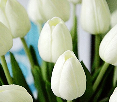 Mutterstag Blume mit Blättern für Hochzeits-Blumenstrauß Dekoriere Kunstblumen in 7 Farben (weiss, 6) - 2