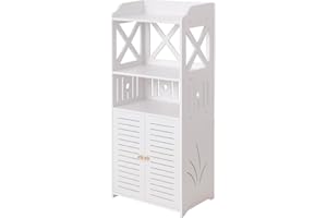 GREENSAPPIRE Bathroom Storage Cabinet – Floor Standing Organizer with Shelves & Door, Multifunctional Storage Unit for Home, Office, Living Room, Kitchen, or Entryway (3 Tier)