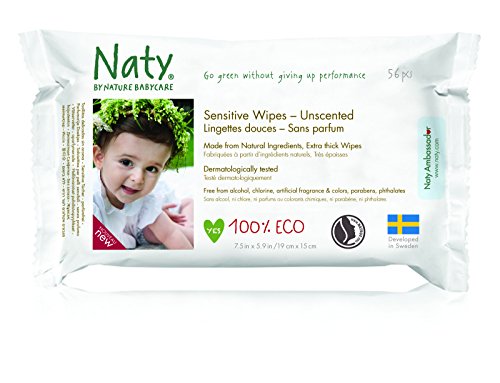 Naty by Nature Babycare ECO Unscented Sensitive Wipes - 12 x Packs of 56 (672 Wipes)