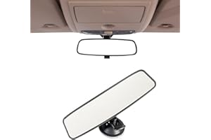 BNFGD Car Interior Rear View Mirror for Driving Test, Interior Rear View Mirror, Driving Instructor Mirror, Adhesive Interior Suction Cup Rear View Mirror for Car, SUV, CRV, Vans(200 X 60mm), black