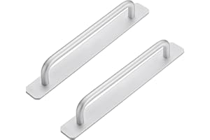Funnytek 2 maniglie autoadesive per mobili, in alluminio, senza foratura, per armadio, cucina, porta scorrevole, porta del balcone, 212 mm, argento